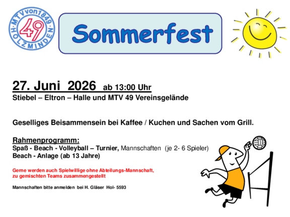 Sommerfest beim MTV Holzminden Sommerfest beim MTV Holzminden